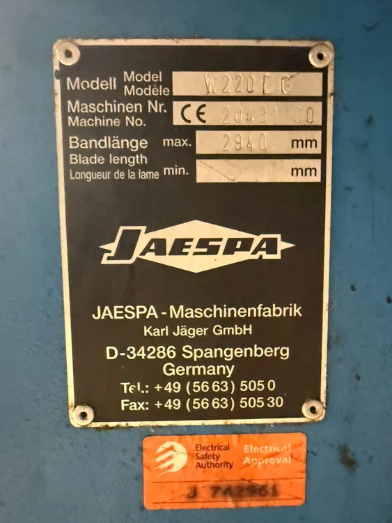JAESPA W220DG MITER SAW, CUTTING CAPACITY 90°: Ø 250 MM (ROUND), 220×220 MM (SQ) - HORIZONTAL BAND SAWS