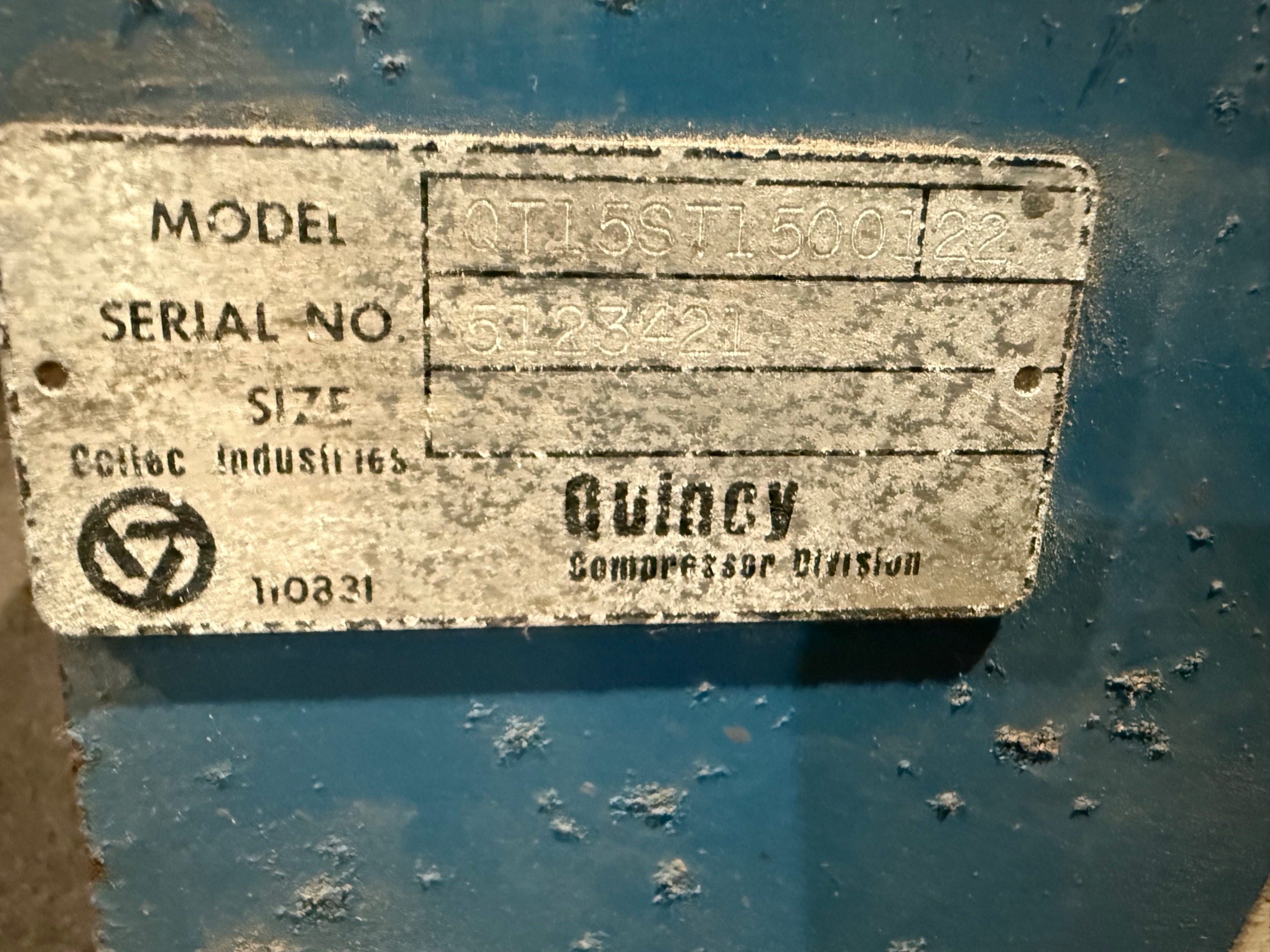 Quincy QT15 Air Compressor, 120 GAL Tank, 175 PSI, 3 PH, 52.5 CFM - STATIONARY AIR COMPRESSOR